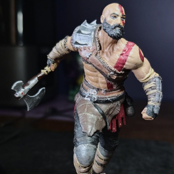 Kratos Paint Figurine 18cm Statue FanArt Resine 1/10 Pièce Unique