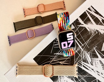 Pulseira ajustável trançada para Apple Watch Series 10 (46 mm e 42 mm), pulseira de malha de nylon elástica para iWatch Ultra 2 (49 mm), Series 9, 8, 7, 6, 5 e SE, para homens e mulheres.