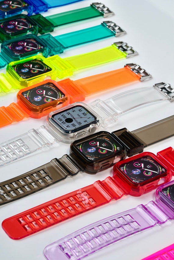 Clear Transparent Apple Watch Band for iWatch Ultra 2 49mm, Waterproof Jelly Sport Strap Series 9 8 7 6 5 SE, 45mm 44mm 41mm 40mm 38mm