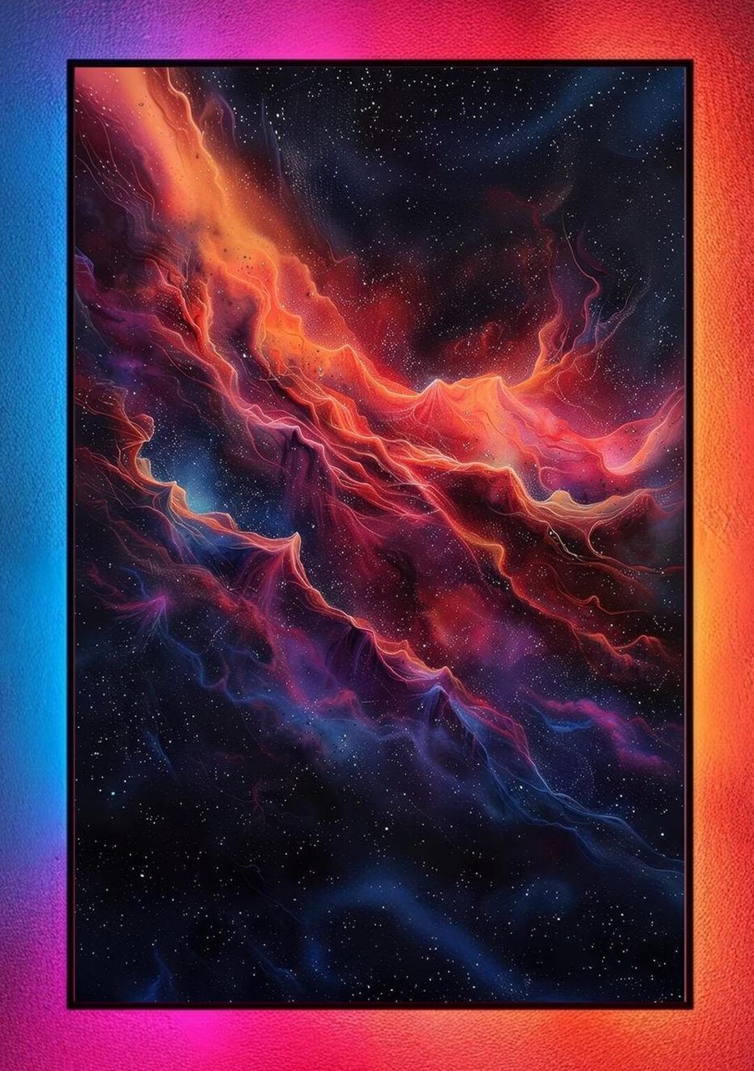Vibrant Cosmic Nebula Wall Art | Abstract Space Cloudscape Print ...