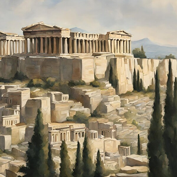 Acropolis Greece Painting / Stunning Print of Greece iconic symbol