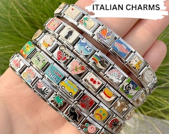 Italian Charms Love Charms, 9MM Stainless Steel Charms, Relationship Charm Links,  Adjustable Bracelet, Gift For Her