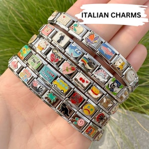 Italian Charms Love Charms, 9MM Stainless Steel Charms, Relationship Charm Links, Adjustable Bracelet, Gift For Her image 1