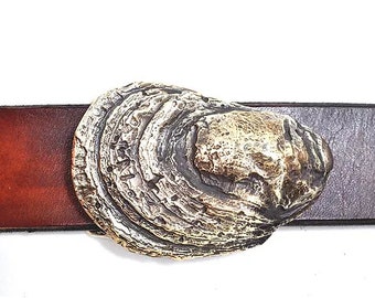 Handmade Oyster 1 1/4 Inch Buckle | Brass or Sterling Silver (please refer to product description for further information/instruction)