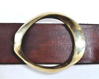 Handmade Buckleworks &quot;Velodrome&quot; 1 1/2 Inch Belt Buckle | Brass or Sterling Silver (*refer to product description for further instruction)