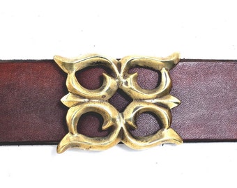 Handmade Buckleworks Small Navajo 1 3/8 Inch Belt Buckle | Brass or Sterling Silver (*refer to product description for further instruction)
