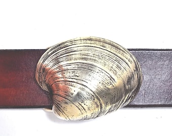 Handgefertigte Quahog Schnalle 1 1/4 Inch | Messing oder Sterling Silber (siehe Produktbeschreibung für weitere Informationen / Anleitung)