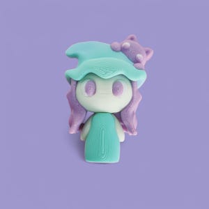 Mini Chibi Witch STL for 3D Printing - Spooky Cute Halloween Figurine and Decor  [DIGITAL DOWNLOAD]
