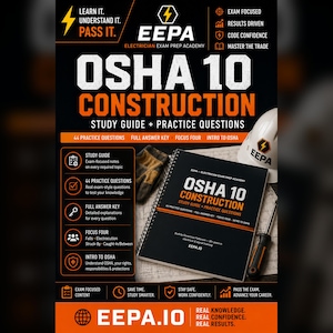 OSHA 10 Construction Study Guide + Practice Questions | 44 Questions + Answer Key | Focus Four & Intro to OSHA | Printable PDF