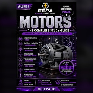 Electrician Exam Prep Motors Study Guide | Journeyman Master Electrician Cheat Sheet | Motor Calculations | 2023 NEC Printable