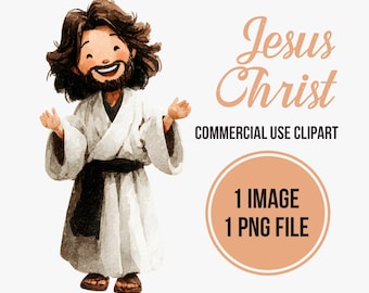 Watercolor Jesus Christ Clipart - Faith-Based Illustration for Christian Crafts