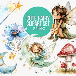 Aquarell Fee Clipart | Magische Fee Clipart PNG, Fantasy Dekor, Wald Fee Clipart, Garten Fee Clipart, Aquarell Fantasy Fee