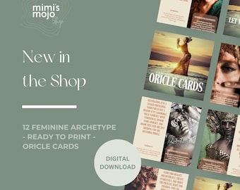 12 Feminine Archetypes Oracle Cards | Printable | Divine Feminine | Shadow Work | Inner Child Healing