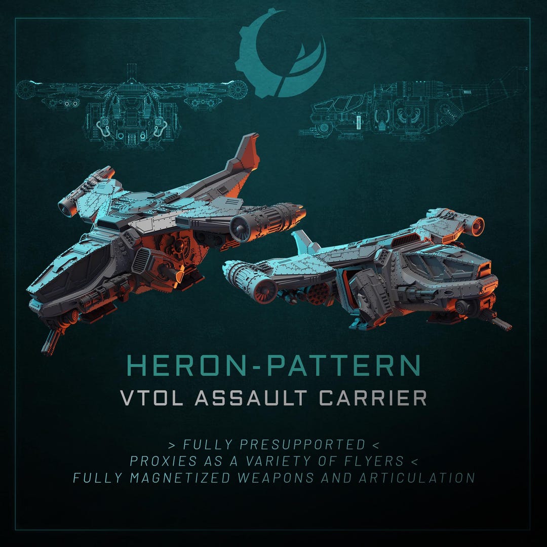 Heron-pattern VTOL Assault Carrier - Maelstrom Designworks - Tabletop ...