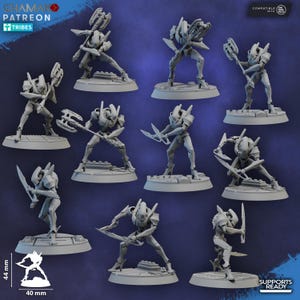 Shard Wardens with blades (5 models) - Ghamak - Tabletop Wargaming Miniature Sci-Fi/Fantasy/Daemon - 28mm/30mm Tabletop model kit