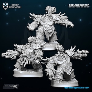 3 x Plague Decimators - Den of Imagination - Tabletop Wargaming Miniature Sci-Fi/Fantasy/Daemon - 28mm/30mm Tabletop model kit