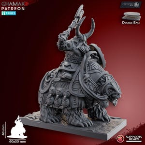 Dwarven Lord on Bear - Ghamak - Tabletop Wargaming Miniature Sci-Fi/Fantasy/Daemon - 28mm/30mm Tabletop model kit