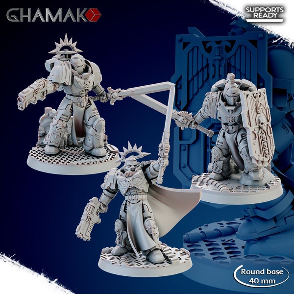 Brotherhood of Sword (3 models) - Ghamak - Tabletop Wargaming Miniature Sci-Fi/Fantasy/Daemon - 28mm/30mm Tabletop model kit