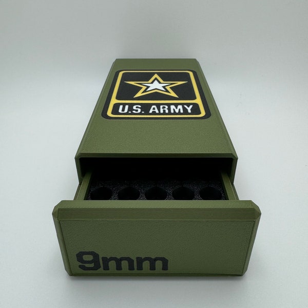 Customizable 3D Printed Ammo Box - US Army 9MM Design