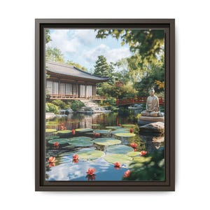 Leinwand Wandkunst, Japanischer Zen Buddha Druck, Matt gerahmtes Poster für Wohnkultur - Asiatisch Orientalisches Kunstwerk, Mehrfarbig
