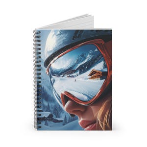 Spiralblock Frau Snowboarder - Linolierte Linie, Personal Journal, Self Care Journal, Tagebuch, Schulbuch, Gedichte, Einkaufslisten