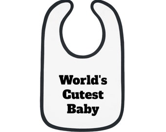 World's Cutest Baby Contrast Trim Jersey Bib | World's Cutest Baby Bib| Birthday Gift | Baby Bib | Baby Gift |