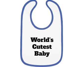 World's Cutest Baby Contrast Trim Jersey Bib | World's Cutest Baby Bib| Birthday Gift | Baby Bib | Baby Gift |