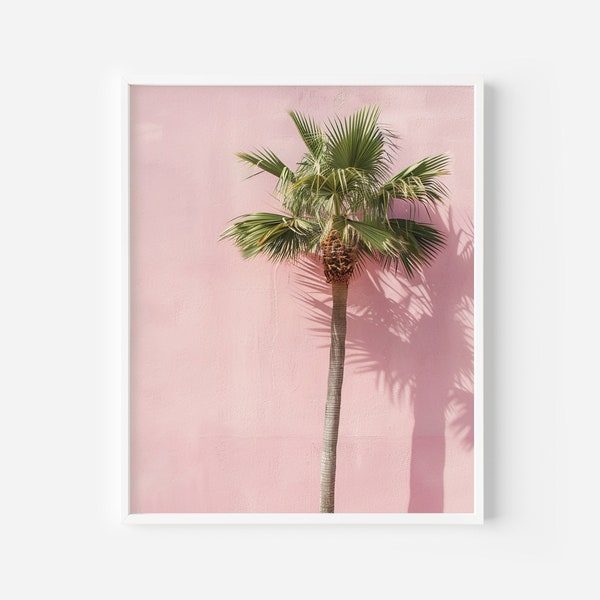 Palm Trees Palm Spring Pink Portrait Wall Art Digital Download Printable Home Decor Aesthetic Neutral Tones Minimalist Modern Contemporary