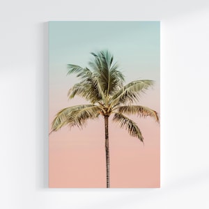 ヤシの木 トロピカル サマー ポートレート ウォールアート デジタルダウンロード 印刷可能 ホームデコレーション 美的 ニュートラルトーン ミニマリスト モダン コンテンポラリー
