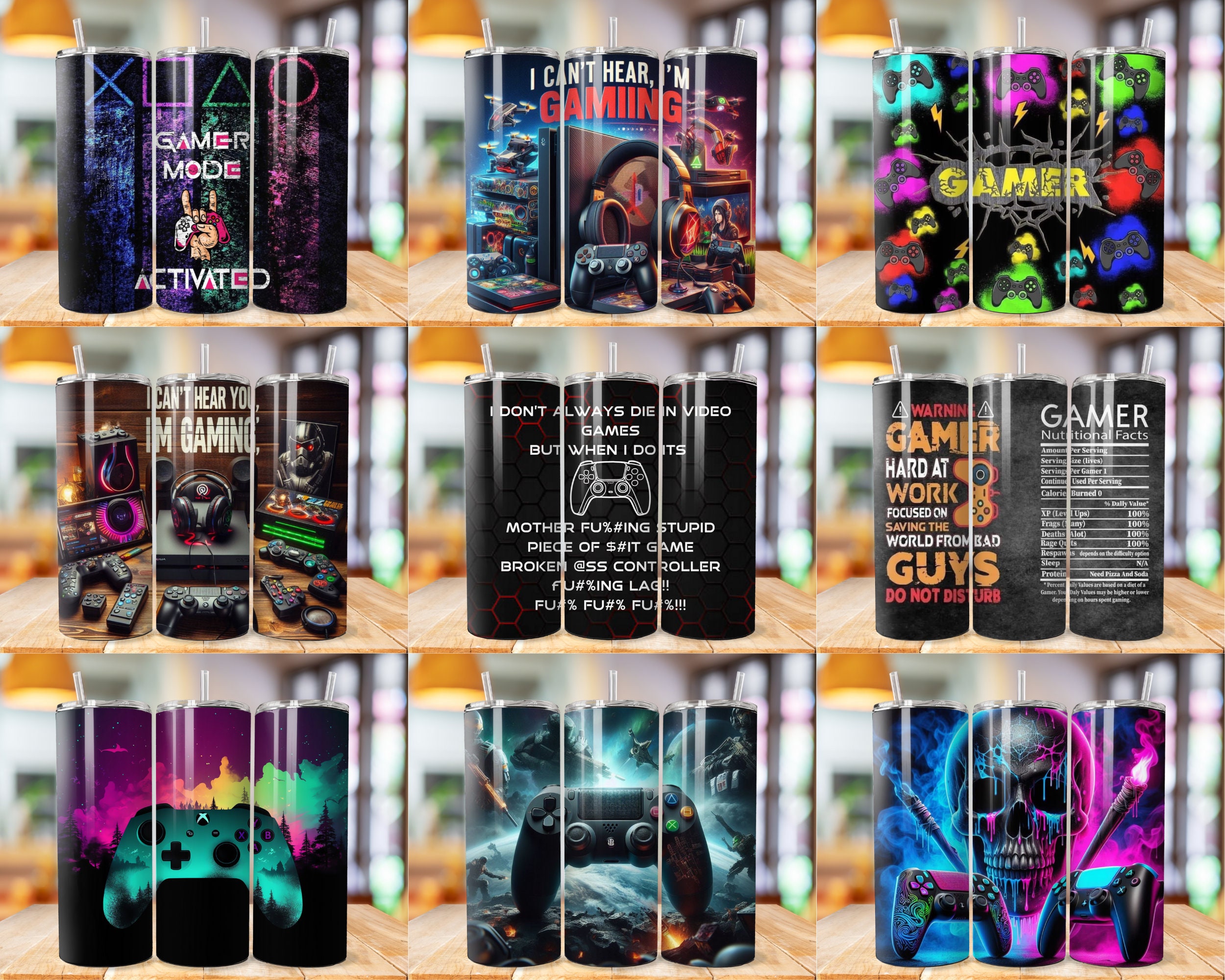 Gamer Tumbler Wrap Bundle, 3D Game Controller Tumbler Wrap, 20oz Skinny ...