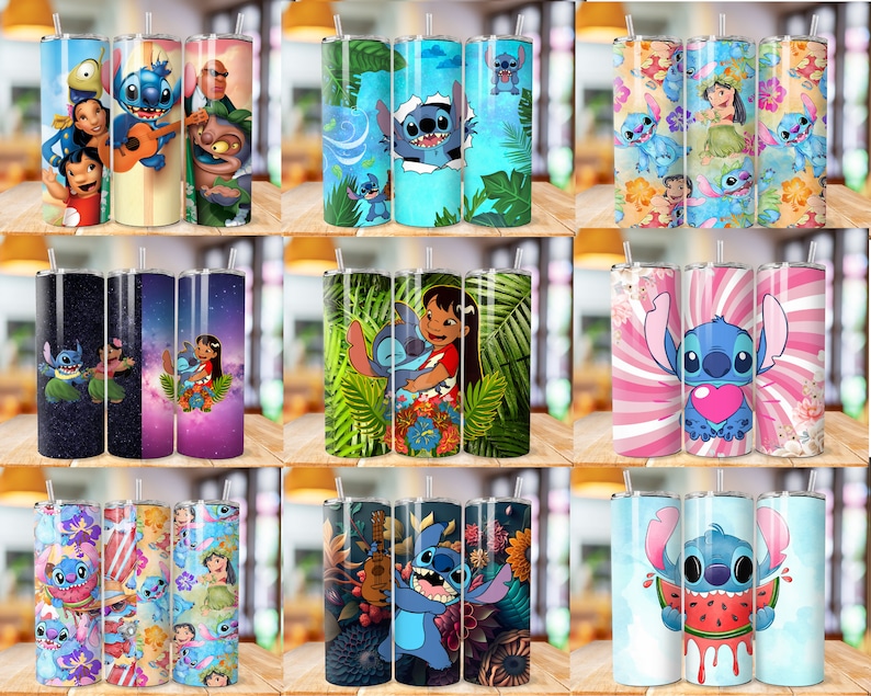 Lot de 300 motifs de papier d'emballage pour verre à point, sublimation de points, papier d'emballage pour verre à point 20 oz PNG, Lilo & Stitch Sublimation, commercial image 3