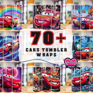 70+ Cars Tumbler Wrap Bundle, Instant Download 20oz Mcqueen Tumbler PNG Wraps Design, Digital McQeen 20 oz Skinny Tumblers Designs Template