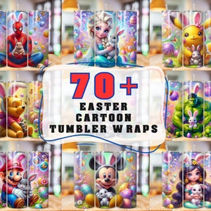 Bundle 30 Cartoon Easter Tumbler Wrap, 20oz Skinny Tumbler, Cartoon bundle wrap, 20oz skinny tumbler, easter bundle png, tumbler wrap, PNG