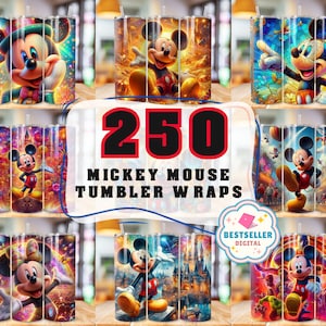 250 Mickey Tumbler Wrap Bundle, 20oz Skinny Tumbler Wrap, 20 oz Tumbler Png Sublimation Design, Digital Instant Download Designs Template