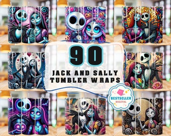 Nightmare Before Christamas Valentine 20Oz Tumbler Wrap Png Jack And Sally Tumbler Sublimation Design Cartoon Character Tumbler Wrap