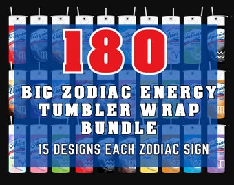 Big Zodiac Energy Tumbler Wrap, Personalized Zodiac Tumbler, Zodiac Nutrition Facts, 20oz Tumbler Design, Custom Zodiac, Zodiac Bundle