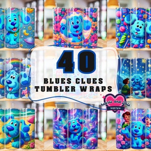 Blues Clues Tumbler Wrap Bundle, 20 oz Skinny Tumbler Wrap, 20oz Tumbler Png Sublimation Design, Digital Instant Download Template