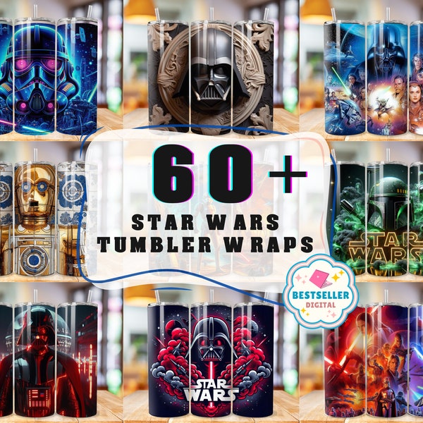 Plus de 60 paquets d'emballages pour gobelets StarWars, téléchargement immédiat 20 oz gobelet PNG enveloppements Design, modèle numérique 20 oz de verres maigres