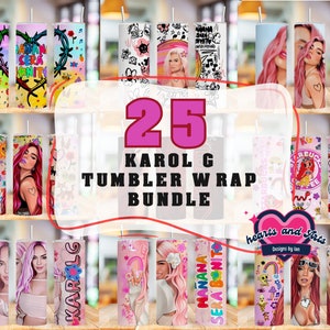 25 Karol G Tumbler Wrap Bundle, Instant Download 20oz Tumbler PNG Wraps Design, Digital 20 oz Skinny Tumblers Designs Template