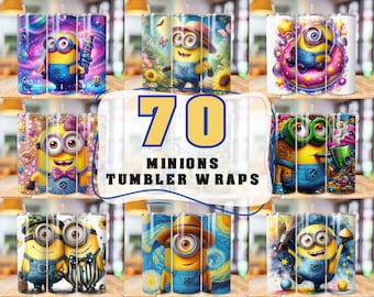 Minion Tumbler Wrap Bundle, 20oz Skinny Tumbler Wrap, 20 oz Minions Tumbler Png Sublimation Design Digital Instant Download Designs Template