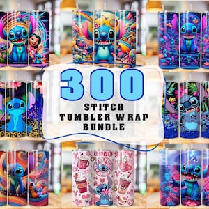 Lot de 300 motifs de papier d'emballage pour verre à point, sublimation de points, papier d'emballage pour verre à point 20 oz PNG, Lilo & Stitch Sublimation, commercial image 1