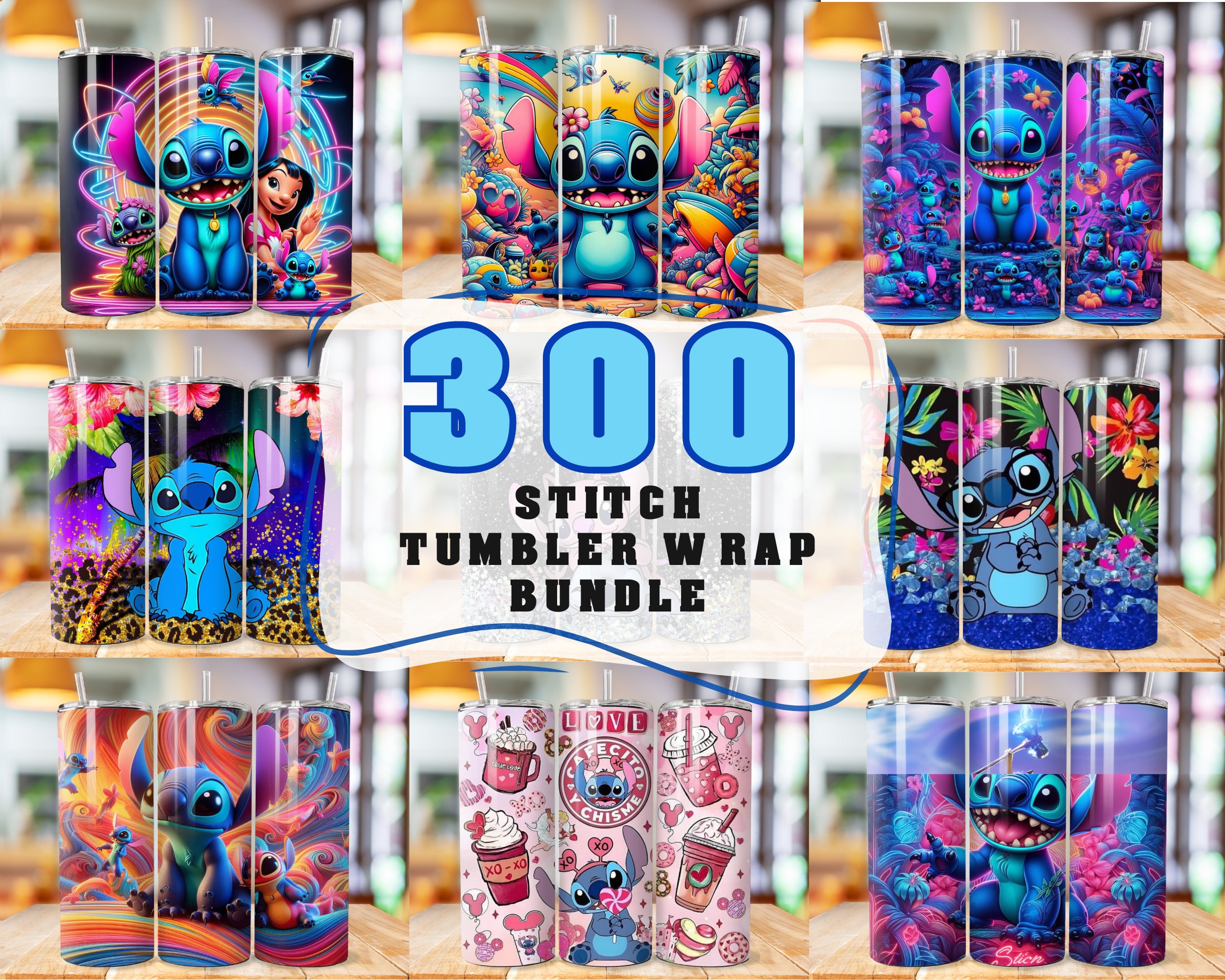 300 Stitch Tumbler Wrap Designs Bundle, Stitch Sublimation Designs, 20 oz Stitch Tumbler Wrap PNG, Lilo & Stitch Sublimation, Commercial