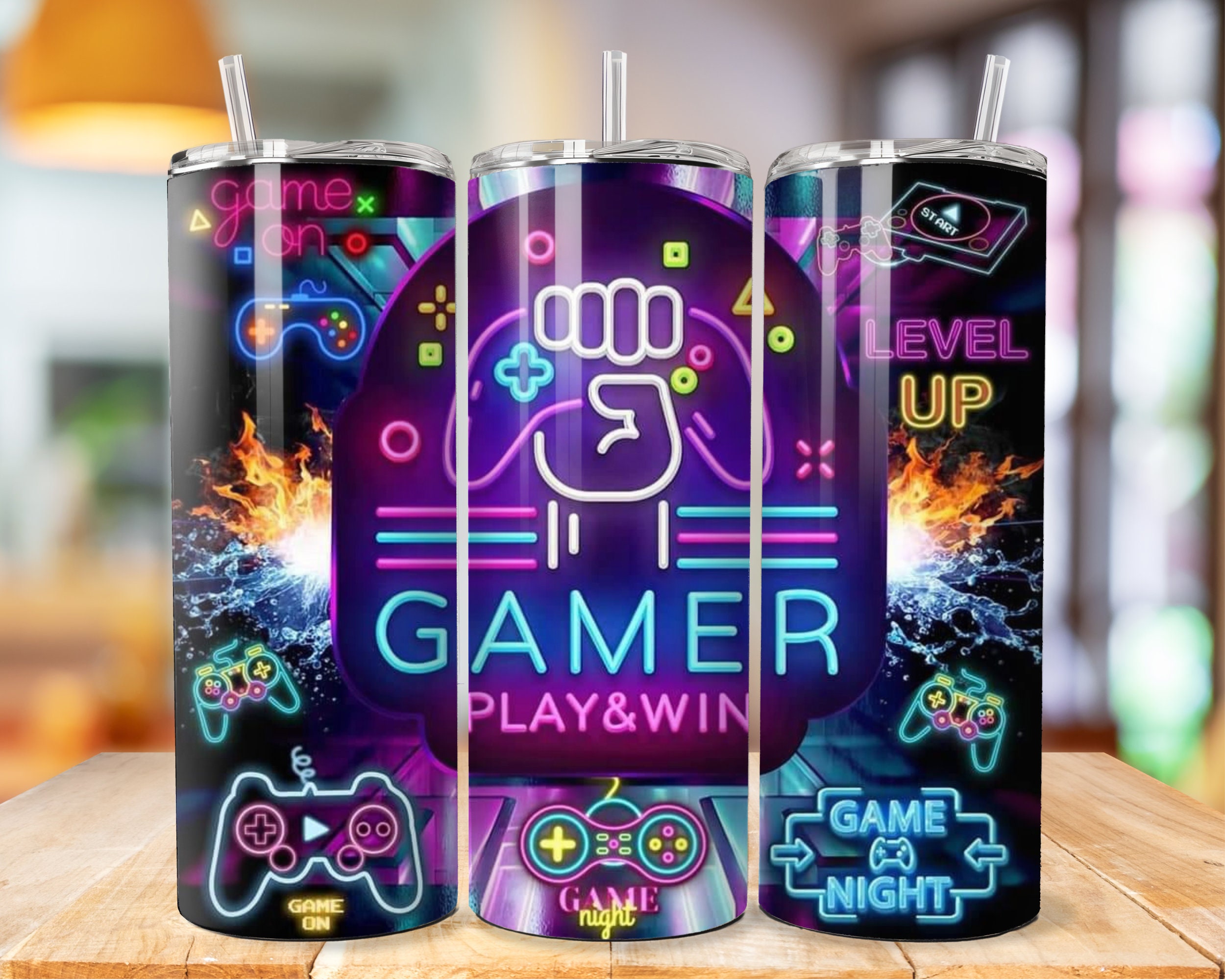 Gamer Tumbler Wrap Bundle, 3D Game Controller Tumbler Wrap, 20oz Skinny ...