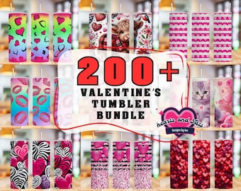 Plus de 200 pièces d'emballage pour gobelet Saint-Valentin, 20 oz Skinny Saint-Valentin gobelet en sublimation, gobelet PNG pour la Saint-Valentin, téléchargement immédiat