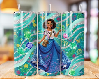 Copribicchiere principessa, copribicchiere Mirabel, design bicchiere principessa, design sublimatico per bicchiere sottile da 20 once, copribicchiere a forma di cartone animato