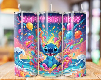 Stitch Tumbler Wrap, Stitch Floral Tumbler Png wrap, princess tumbler design, 20oz Skinny Tumbler Sublimation Design, cartoon tumbler wrap