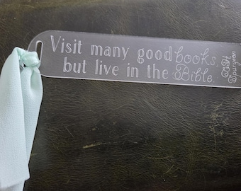 Etched Bookmark, Spurgeon quote, Gift