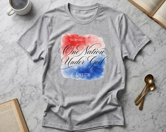 One Nation Under God T-Shirt | Patriotic Watercolor Red White Blue