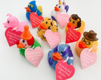 I'm A Lucky Duck To Have A Friend Like You | Rubber Duck | Kids Valentines | Valentine's Day Party | Non Candy Valentine | Birthday Favor