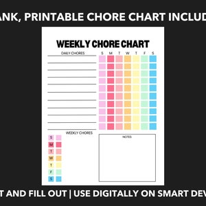 Editable Chore Chart for Kids & Toddlers | Daily Routine Checklist for ...